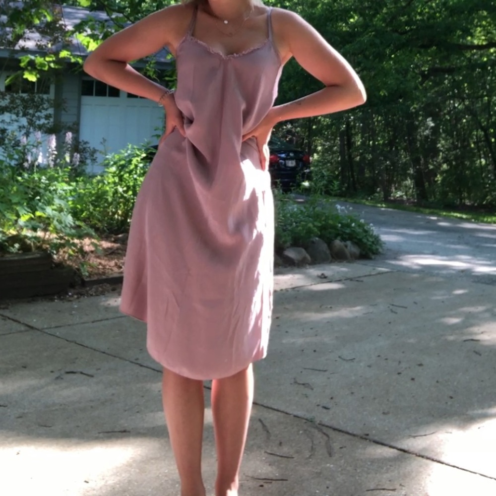 Thrifted Purple Silk Midi Slip Dress